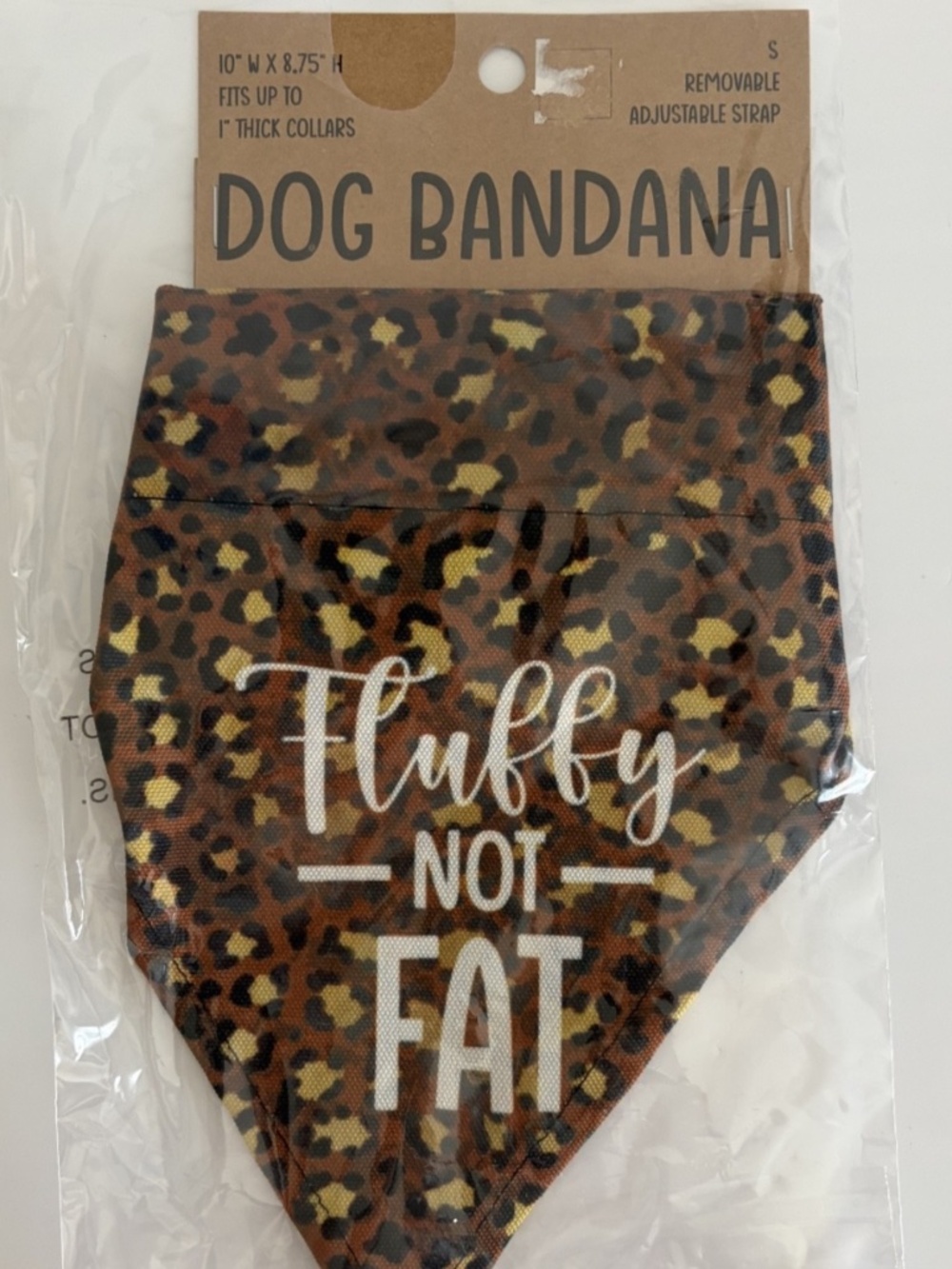 NEW Dog Bandana SM Black Brown Animal Print Removable Adjustable Strap 10x8.75